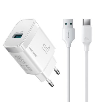 Joyroom JR-TF4 Stenski polnilec 18W, USB-A + 1m kabel USB-A-USB-C, bel