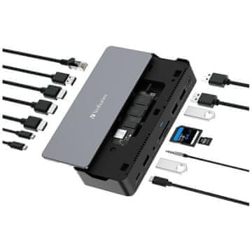 Verbatim VERBATIM USB-C PRO 15-V-1 PRIKLOPNA POSTAJA ZA RAČUNALNIKE 2X HDMI 1X RJ45 1X USB-C