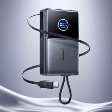 Joyroom Joyroom JR-PR1 Powerbank 10000mAh 22.5W z izvlečnim USB-C kablom - črn