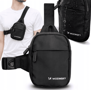 WOZINSKY Unisex torbica Wozinsky WMS-W1, vodoodbojna, dva predala, črna
