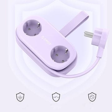 Orico Orico AP3 razdelilnik 65W GaN, 2x AC + 2x USB-A + 2x USB-C - vijoličen