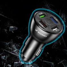 WOZINSKY Avtomobilski polnilnik 50 W, 4x USB-A QC, bel