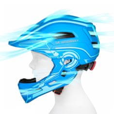WOZINSKY Wozinsky otroška full face čelada z USB lučjo S - modra