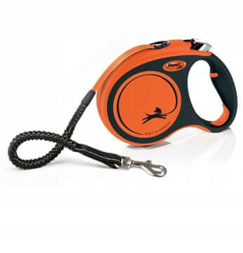 Povodec FLEXI XTREME L, 8 m trak, do 55 kg, oranžen