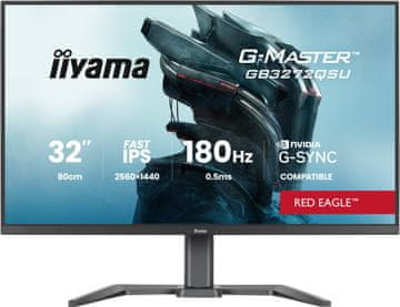 iiyama G-Master Red Eagle gaming monitor, QHD, 80 cm (31.5), 180 Hz (GB3272QSU-B1)