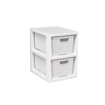slomart Regal z 2 košarama BRANQ Rattan, starinsko bel