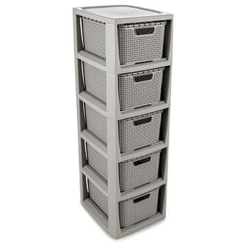 slomart Rgal BranQ Rattan z 5 košarami, siv
