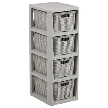 slomart Rgal BranQ Rattan z 4 košarami, siv