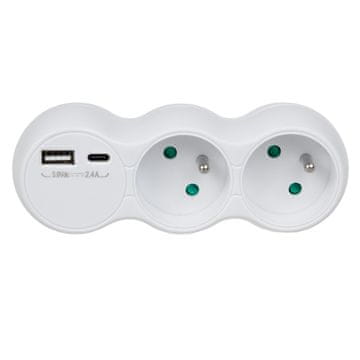 slomart Maclean MCE339 E razdelilnik z 2 vtičnicama in 2x USB A/C