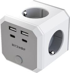 Blitzwolf BlitzWolf BW-EC2 – 8-v-1 napajalna kocka,podaljški(4× 230 V, 2× USB-A, 2× USB-C)