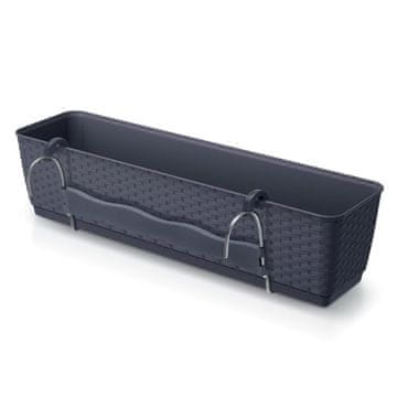slomart Prosperplast DRL600PW Ratolla Case Balkonska cvetlična korita z antracit kljukami, 59cm
