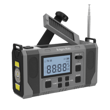 slomart Kruger&Matz solarno prenosno radio z powerbank 10000mAh, SOS, svetilka