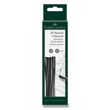 Faber-Castell Naravno oglje Pitt Monochrome - 3-6 mm, 20 kosov
