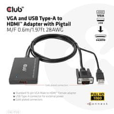 Club 3D Club 3D CAC-1521 VGA in USB-A na HDMI pretvornik, 0.6m, črn