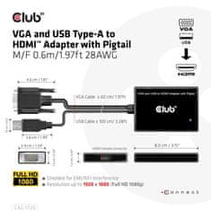 Club 3D Club 3D CAC-1521 VGA in USB-A na HDMI pretvornik, 0.6m, črn