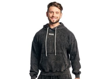 GymBeam Moški kapucar Aura Washed črn