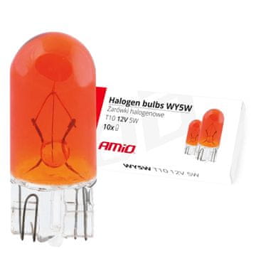 slomart Halogenske žarnice AMiO WY5W T10, jantarne, 12V, 5W, set 10 kosov