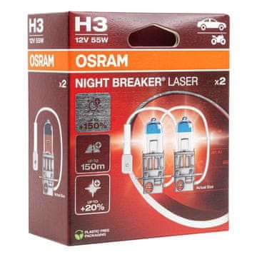 slomart Osram H3 Night Breaker Laser +150% avtomobilska žarnica (2 kosa)