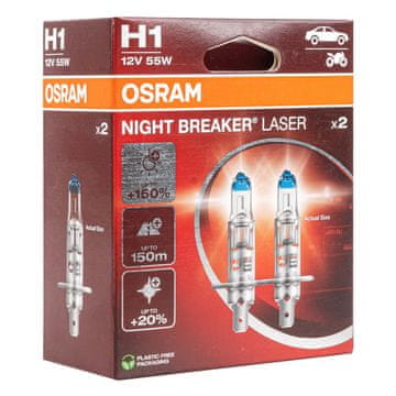 slomart Osram H1 Night Breaker Laser +150% avtomobilska žarnica (2 kosa)