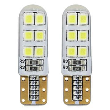 slomart Žarnice AMiO LED T10 W5W silikonske, 12x 2835 SMD, bela, 12V