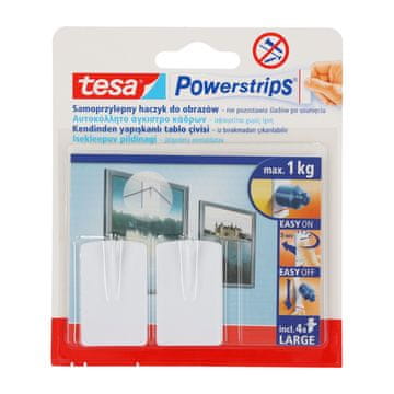 slomart Tesa Powerstrips Kljukice za slike, 2 kos., bele
