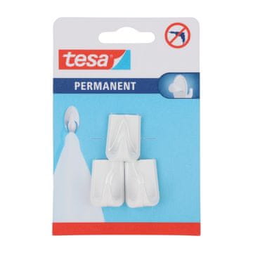 slomart Tesa permanentni samolepilni H-kavelj, S, pravokoten, bel, 3 kosi