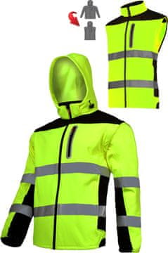 slomart Lahti Pro Softshell jakna z odsevnimi trakovi in snemljivimi rokavi, rumena, S