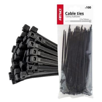 slomart AMiO vezice za kable, črne, 2,5x150mm - 100 kos.