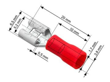 slomart Blow Konektor izolirani ravni ženski 5,2/0,5 mm, rdeč, 100 kosov