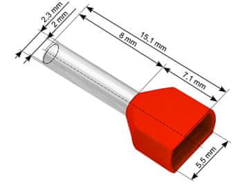 slomart Blow 43-085# Izolirani konektor tulejka 2x1,0/8 mm, rdeč, 100 kosov