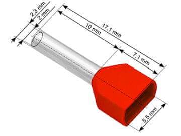 slomart Blow 43-086# Izolirani konektor tulejka 2x1,0/10 mm, rdeč, 100 kosov