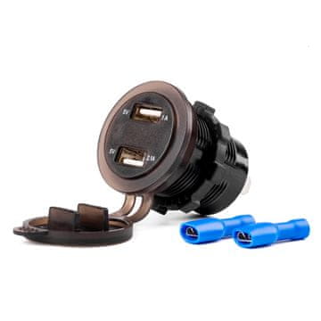 slomart AMiO Vodoodporna polnilna postaja 2x USB z merilnikom napetosti 12V/24V