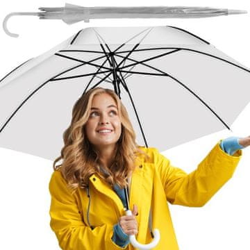 slomart MALATEC prozoren bel dežnik z belim okvirjem, 93 cm