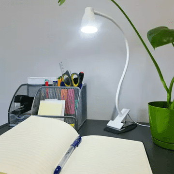 slomart Bela namizna LED svetilka s klipsom in stojalom
