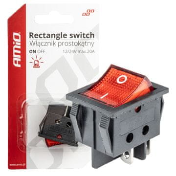 slomart Pravokotno vklopno-izklopno stikalo AMiO, rdeče, osvetljeno, 12V/230V