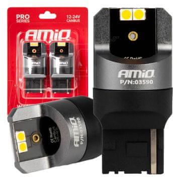 slomart LED žarnica AMiO WY21W Canbus Pro 4x3030 SMD, oranžna, 12V/24V