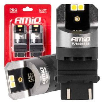 slomart LED žarnica AMiO 3157 P27/7W Canbus Pro 4x3030 SMD, bela, 12V/24V