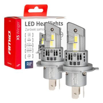 slomart AMiO LED žarnici X5 WINGER H4 6000K CANBUS