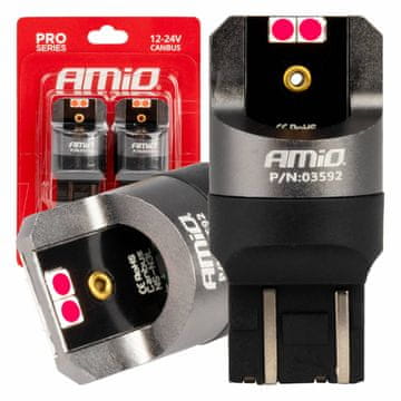 slomart LED žarnici AMiO W21/5W Canbus, rdeči, 12V/24V