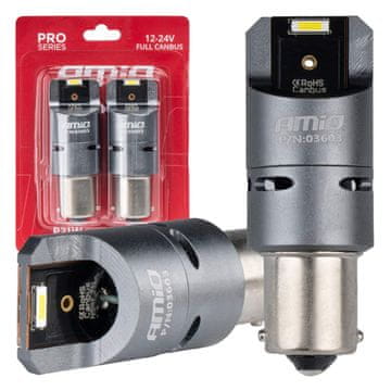 slomart Avtomobilske LED žarnice AMiO BA15s P21W, bele, 12V/24V