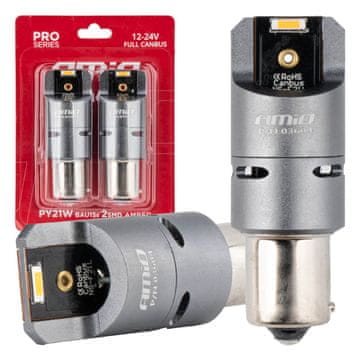slomart Avtomobilske LED žarnice AMiO PY21W, oranžne, 12V/24V