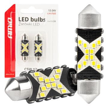 slomart AMiO LED žarnici C5W Festoon Canbus, 12x SMD 2016, 41mm, bela, 12V/24V