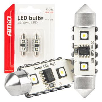 slomart AMiO LED žarnici C5W Festoon Canbus, 2x SMD 3838, 36mm, bela, 12V/24V
