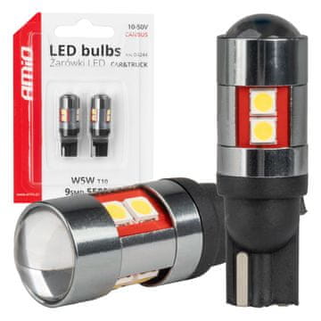 slomart LED žarnica AMiO CAN-BUS T10 W5W 9xSMD 3030 White (10-50V)