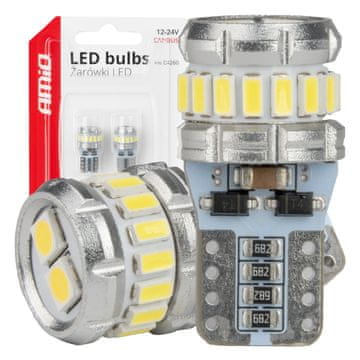 slomart AMiO T10 W5W LED žarnice CANBUS 18xSMD 3014/3030 White (12V/24V)