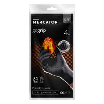 AMIO Črne nitrilne rokavice Mercator GoGrip, 4 kosi, velikost S