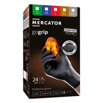 AMIO Mercator GoGrip ONE-BY-ONE črne nitrilne rokavice, 100 kosov, velikost XXL