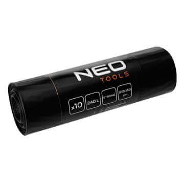 slomart NEO TOOLS vrečke za gradbeni odpad, črne, 240L, 10 kos, 60 mic
