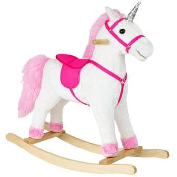 slomart LEAN TOYS Konj na biegunach Jednorożec, beli, 74 cm