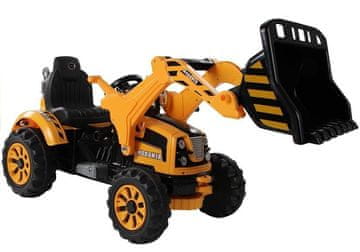 shumee Baterijski traktor z bagrsko žlico oranžen